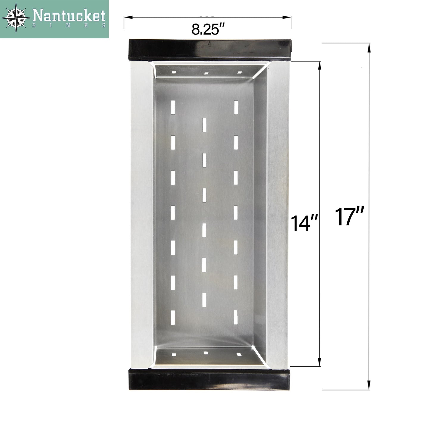 Nantucket Sinks Premium Kitchen 17" Polished Silver Stainless Steel Deluxe Colander