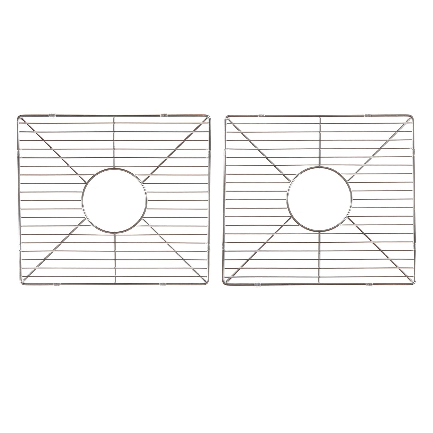 Nantucket Sinks Premium Kitchen 17" Polished Silver Stainless Steel Stainless Steel Bottom Grids Set of 2 BG-HC39