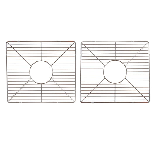 Nantucket Sinks Premium Kitchen 17" Polished Silver Stainless Steel Stainless Steel Bottom Grids Set of 2 BG-HC39