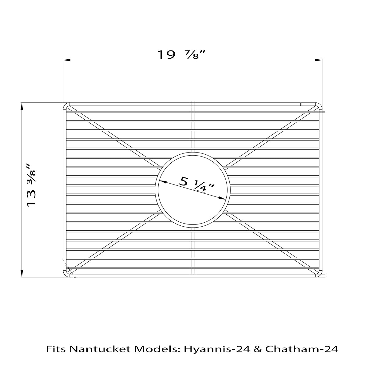 Nantucket Sinks Premium Kitchen 20" Polished Silver Stainless Steel Stainless Steel Bottom Grid BG-HC24