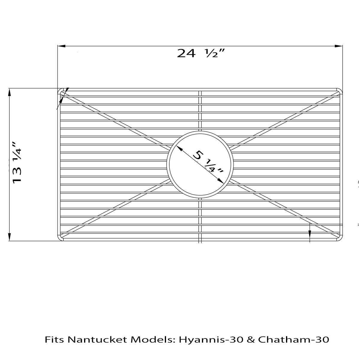 Nantucket Sinks Premium Kitchen 25" Polished Silver Stainless Steel Stainless Steel Bottom Grid BG-HC30