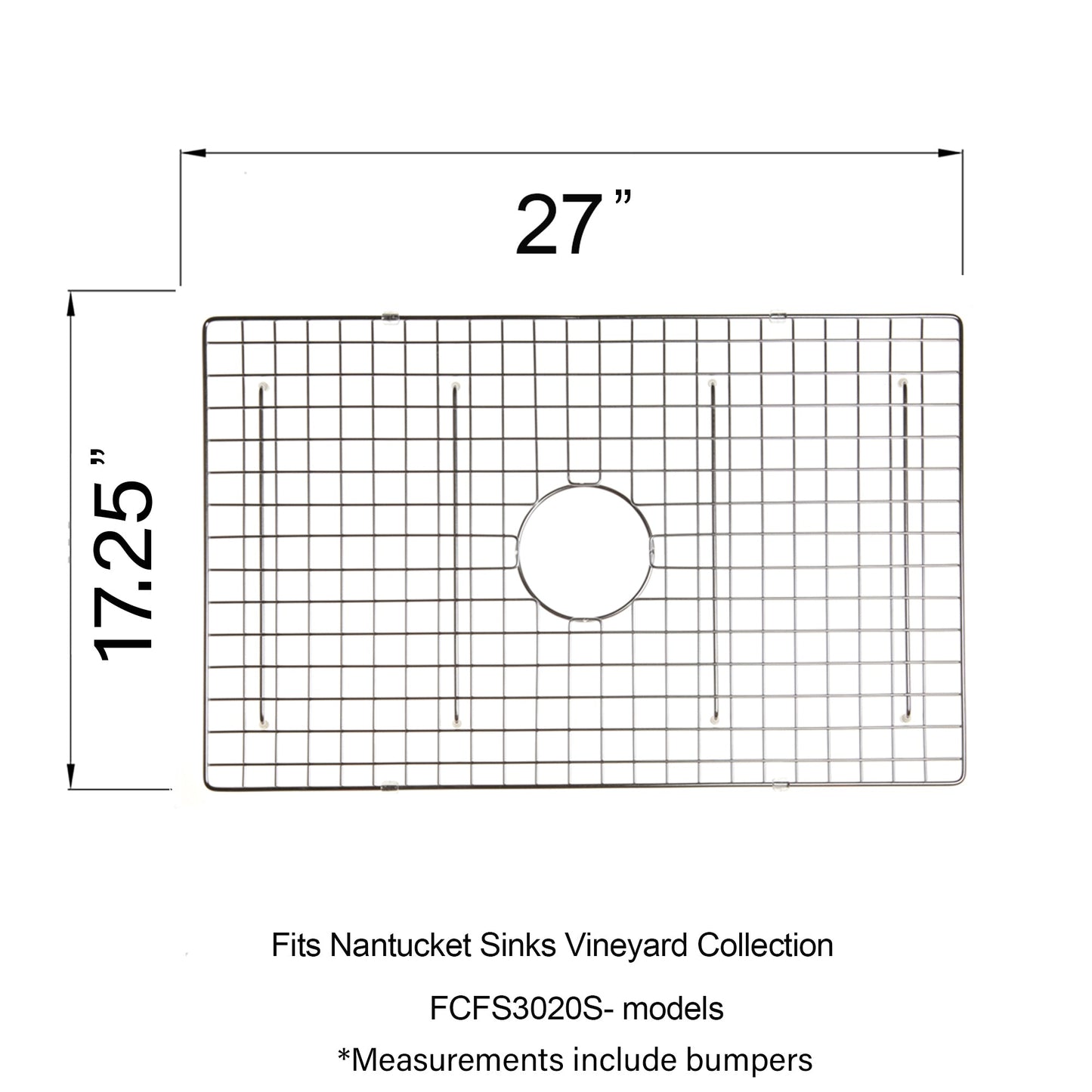 Nantucket Sinks Premium Kitchen 27" Polished Silver Stainless Steel Stainless Steel Bottom Grid BG-VC30S
