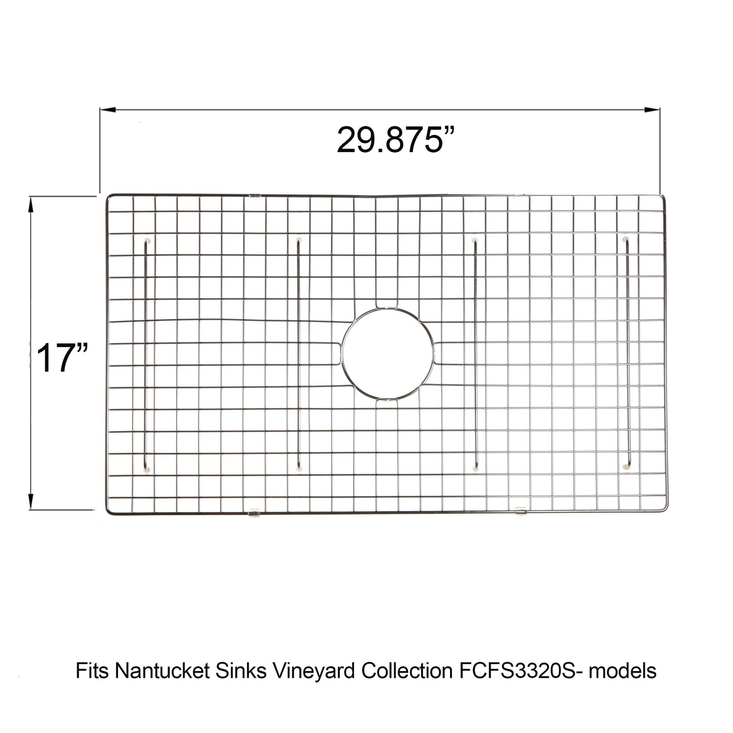 Nantucket Sinks Premium Kitchen 30" Polished Silver Stainless Steel Stainless Steel Bottom Grid BG-VC33S
