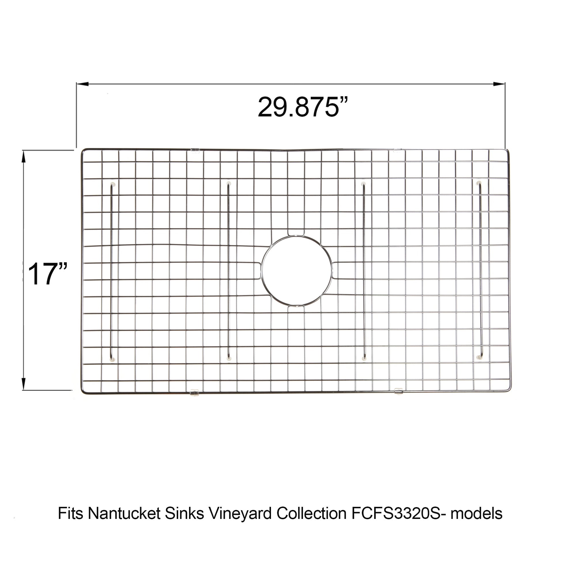 Nantucket Sinks Premium Kitchen 30" Polished Silver Stainless Steel Stainless Steel Bottom Grid BG-VC33S