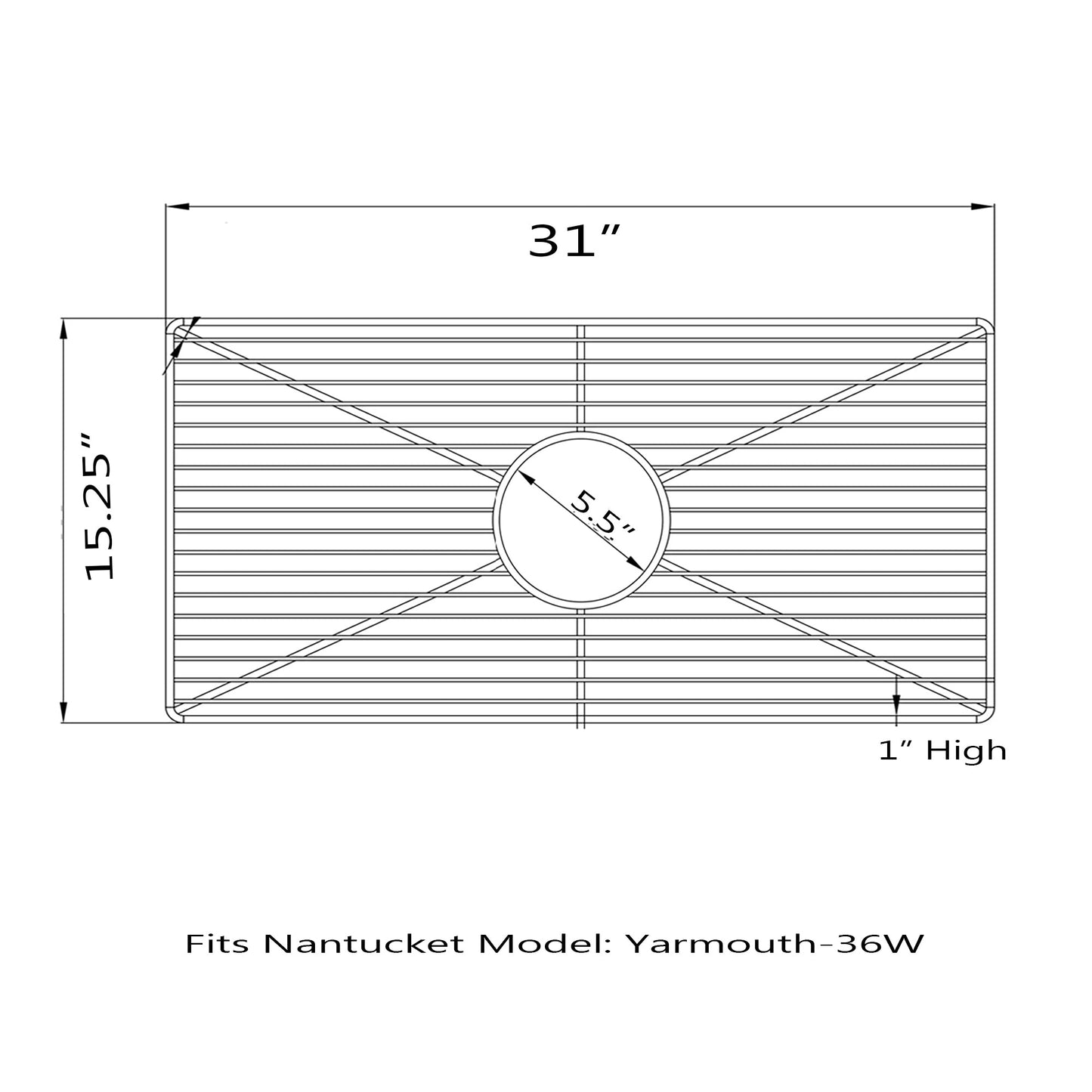 Nantucket Sinks Premium Kitchen 31" Polished Silver Stainless Steel Stainless Steel Bottom Grid BG-YM36