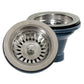 Nantucket Sinks Premium Kitchen 4" Brushed Satin Silver Stainless Steel Basket Strainer Kitchen Drain for Sinks