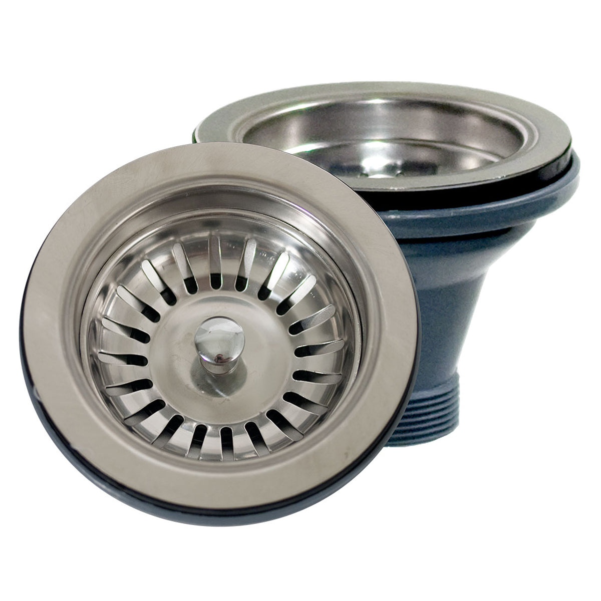 Nantucket Sinks Premium Kitchen 4" Brushed Satin Silver Stainless Steel Basket Strainer Kitchen Drain for Sinks