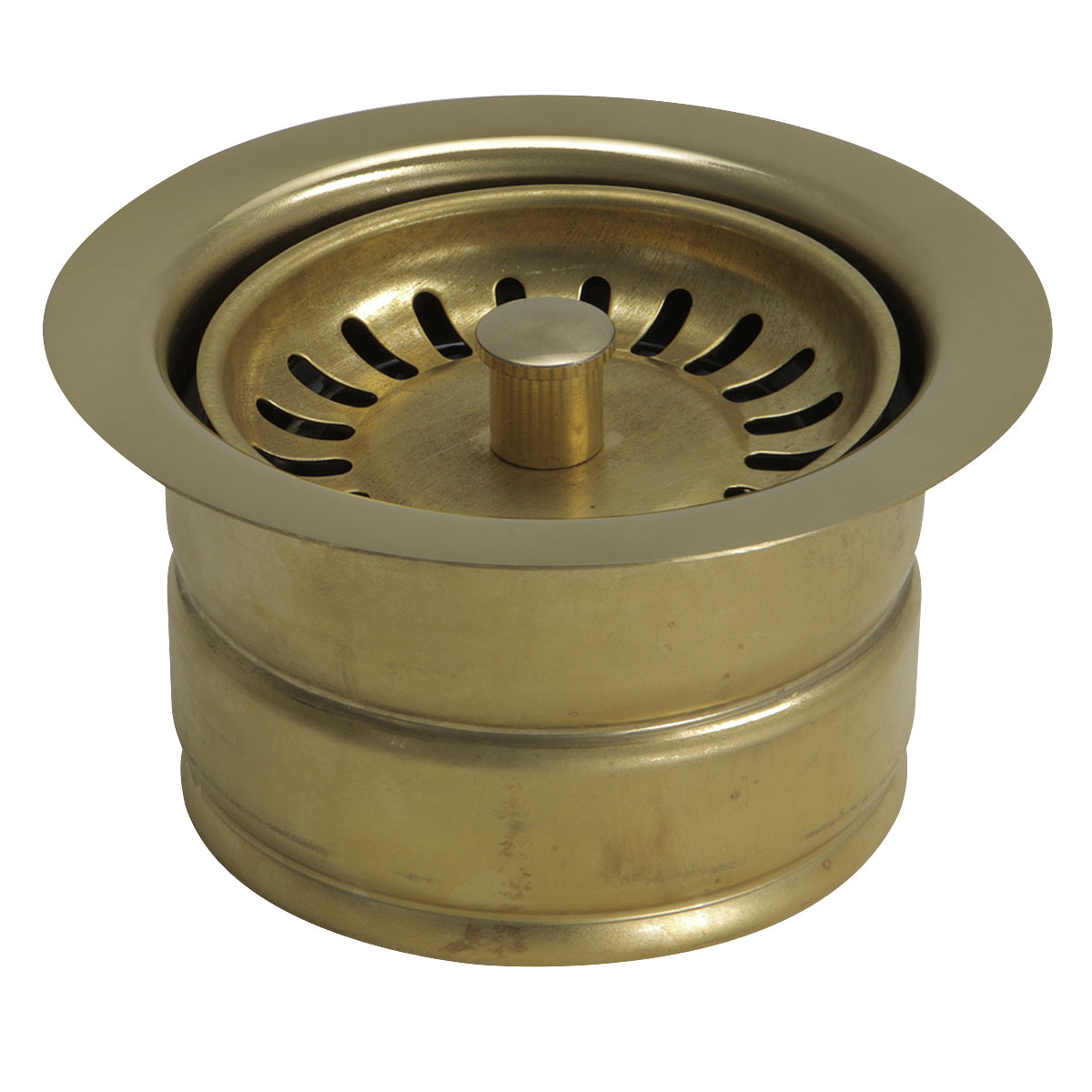 Nantucket Sinks Premium Kitchen 5" Brass Stainless Steel Extended Flange Disposal Kitchen Drain