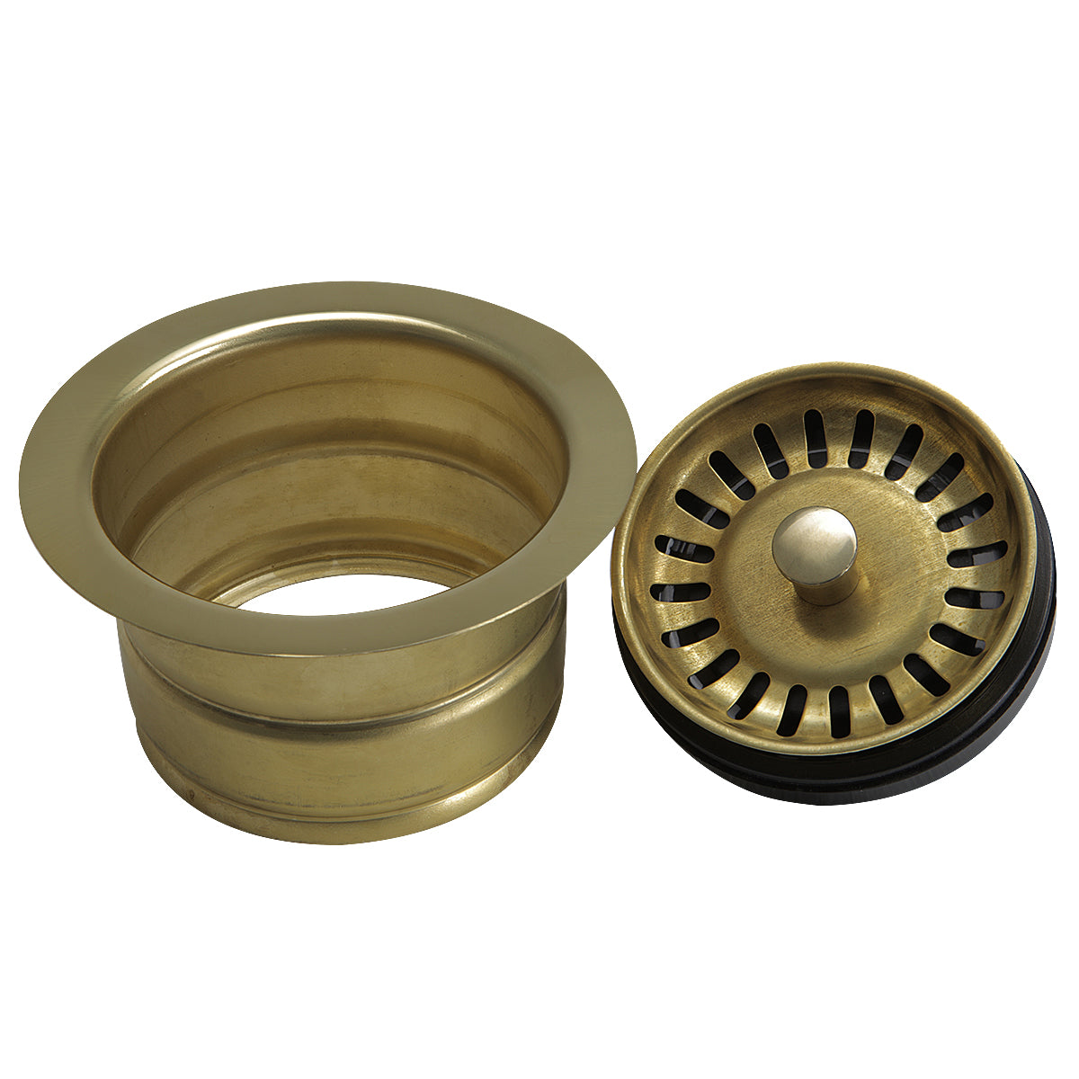 Nantucket Sinks Premium Kitchen 5" Brass Stainless Steel Extended Flange Disposal Kitchen Drain