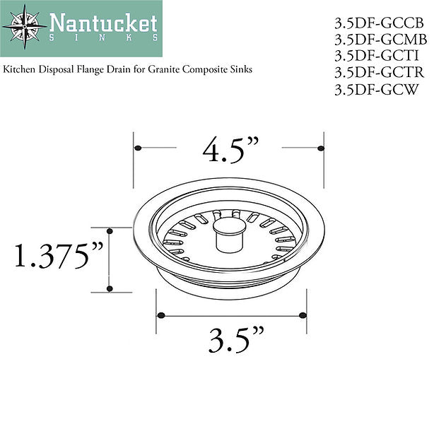 Nantucket Sinks Premium Kitchen 5" Brown Polymer and Plastic Disposal Trim For Granite Composite Sinks