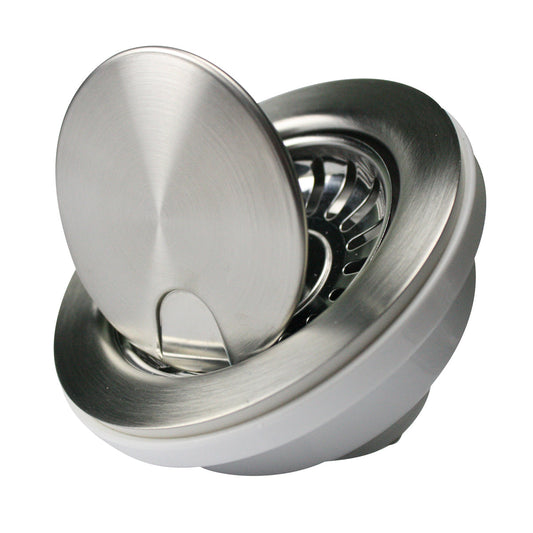 Nantucket Sinks Premium Kitchen 5" Brushed Satin Stainless Steel Flip Top Crumb Cup Inch Kitchen Drain