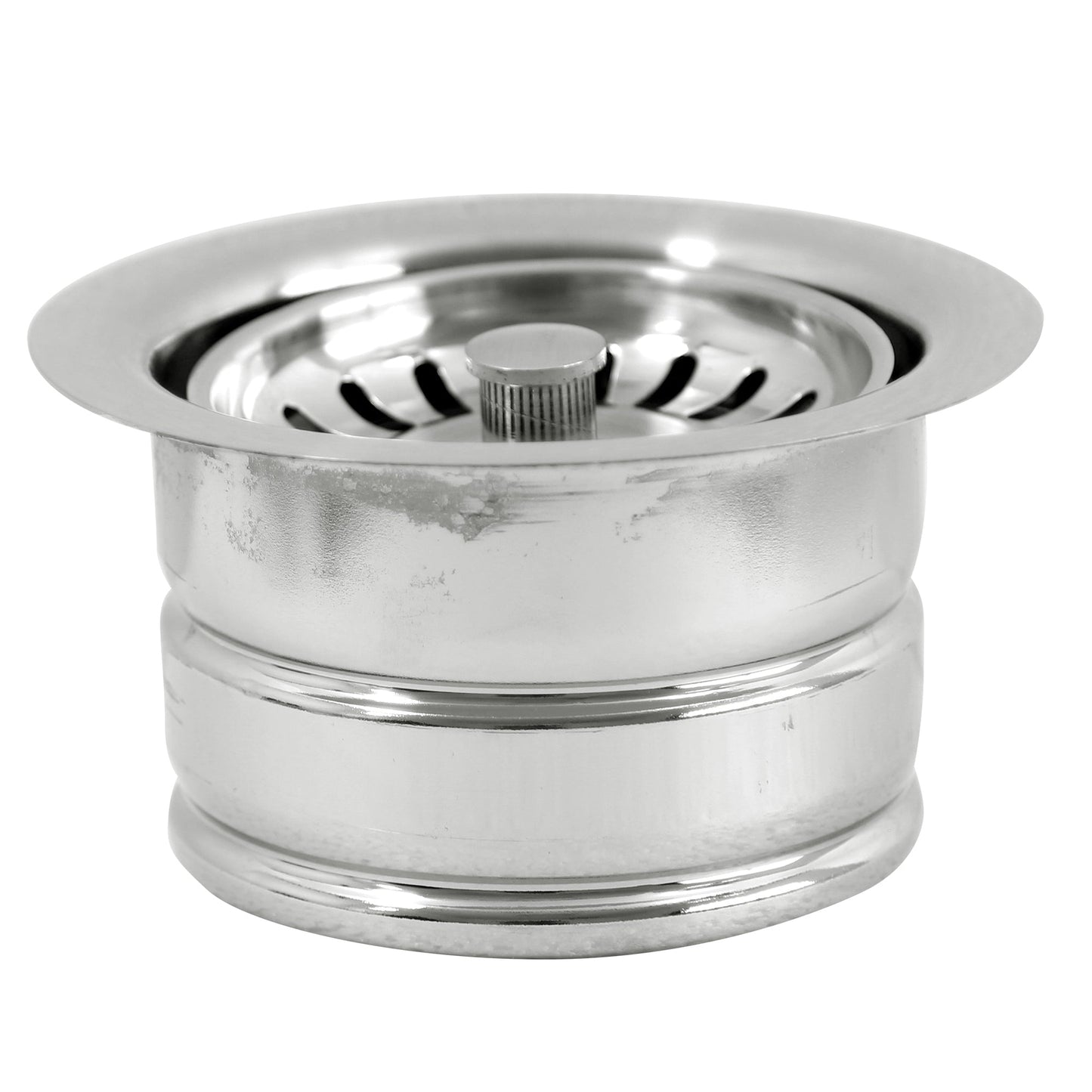 Nantucket Sinks Premium Kitchen 5" Brushed Stainless Silver Stainless Steel Extended Flange Disposal Kitchen Drain