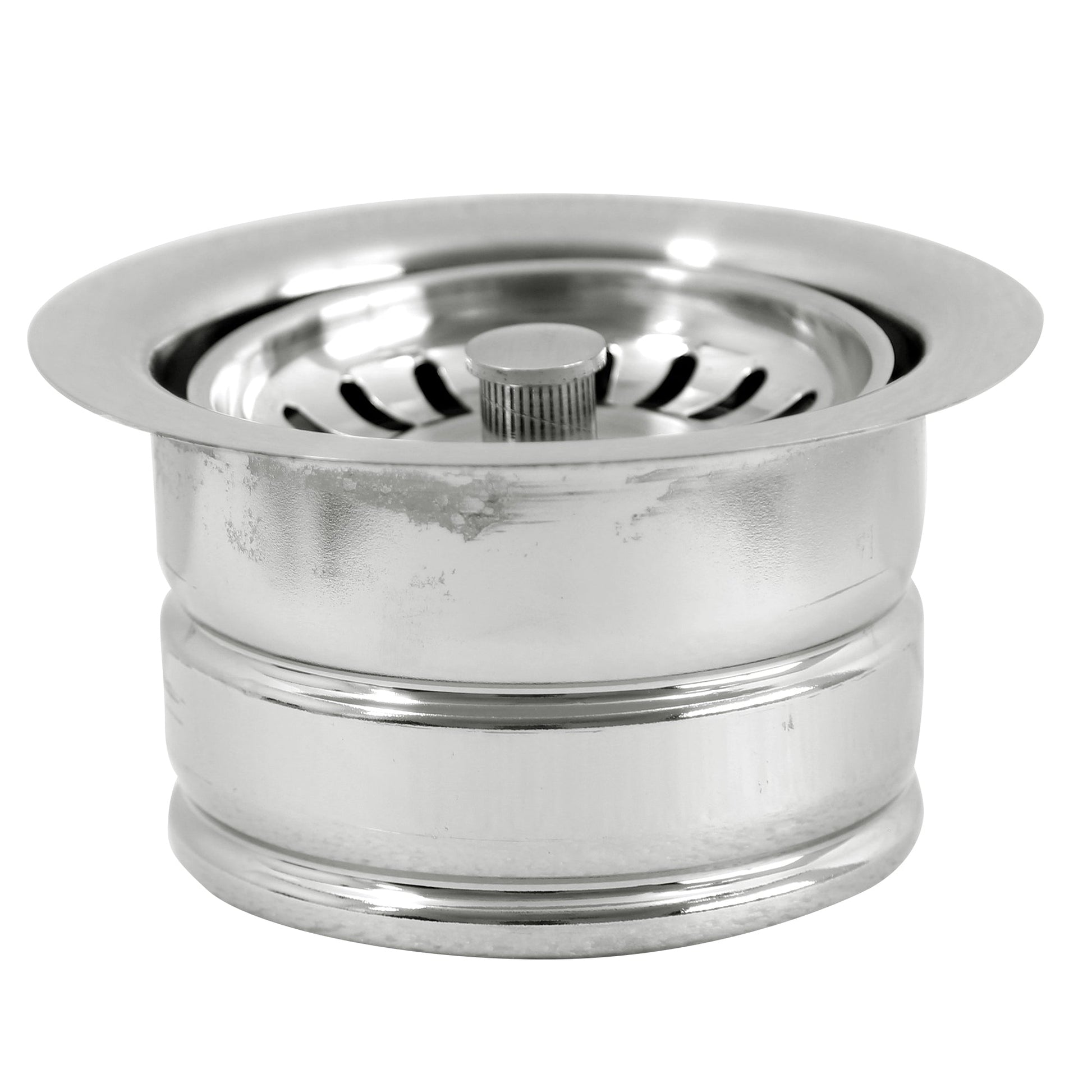 Nantucket Sinks Premium Kitchen 5" Brushed Stainless Silver Stainless Steel Extended Flange Disposal Kitchen Drain