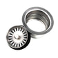 Nantucket Sinks Premium Kitchen 5" Brushed Stainless Silver Stainless Steel Extended Flange Disposal Kitchen Drain