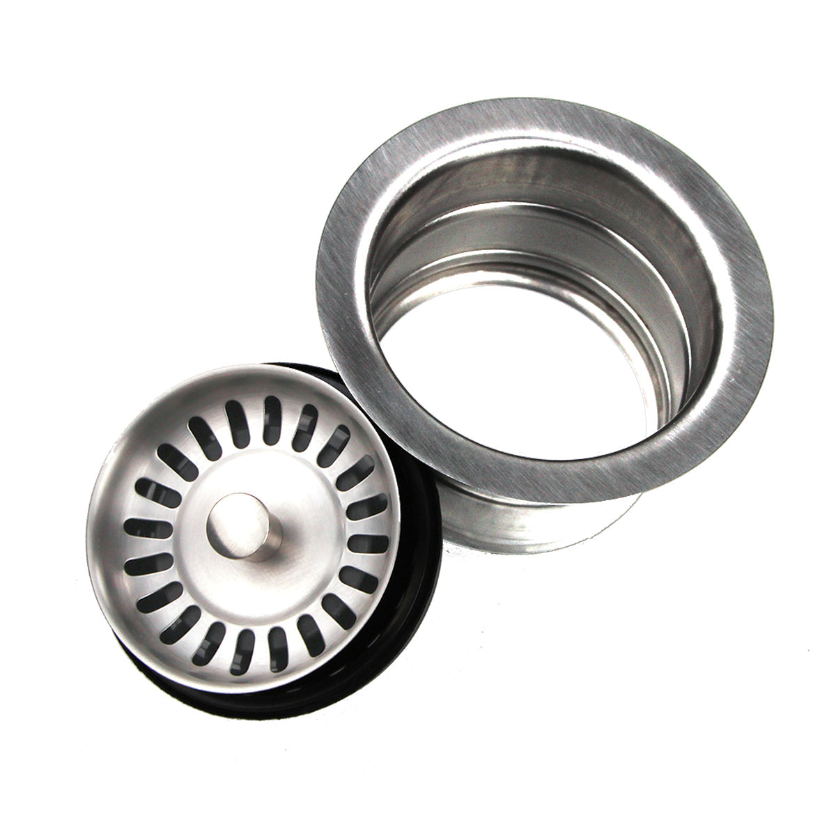 Nantucket Sinks Premium Kitchen 5" Brushed Stainless Silver Stainless Steel Extended Flange Disposal Kitchen Drain