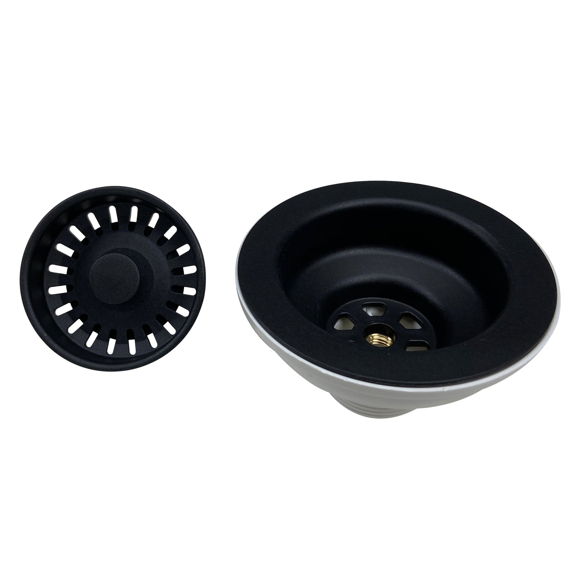 Nantucket Sinks Premium Kitchen 5" Matte Black Polymer and Plastic Basket Strainer Kitchen Drain For Granite Composite Sinks