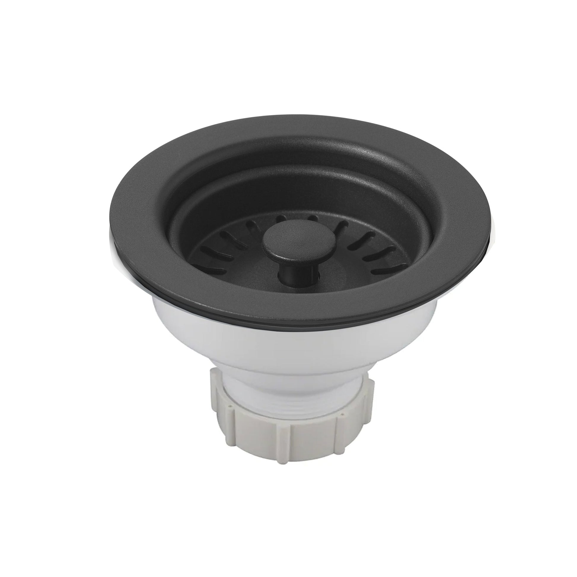 Nantucket Sinks Premium Kitchen 5" Matte Black Polymer and Plastic Basket Strainer Kitchen Drain For Granite Composite Sinks