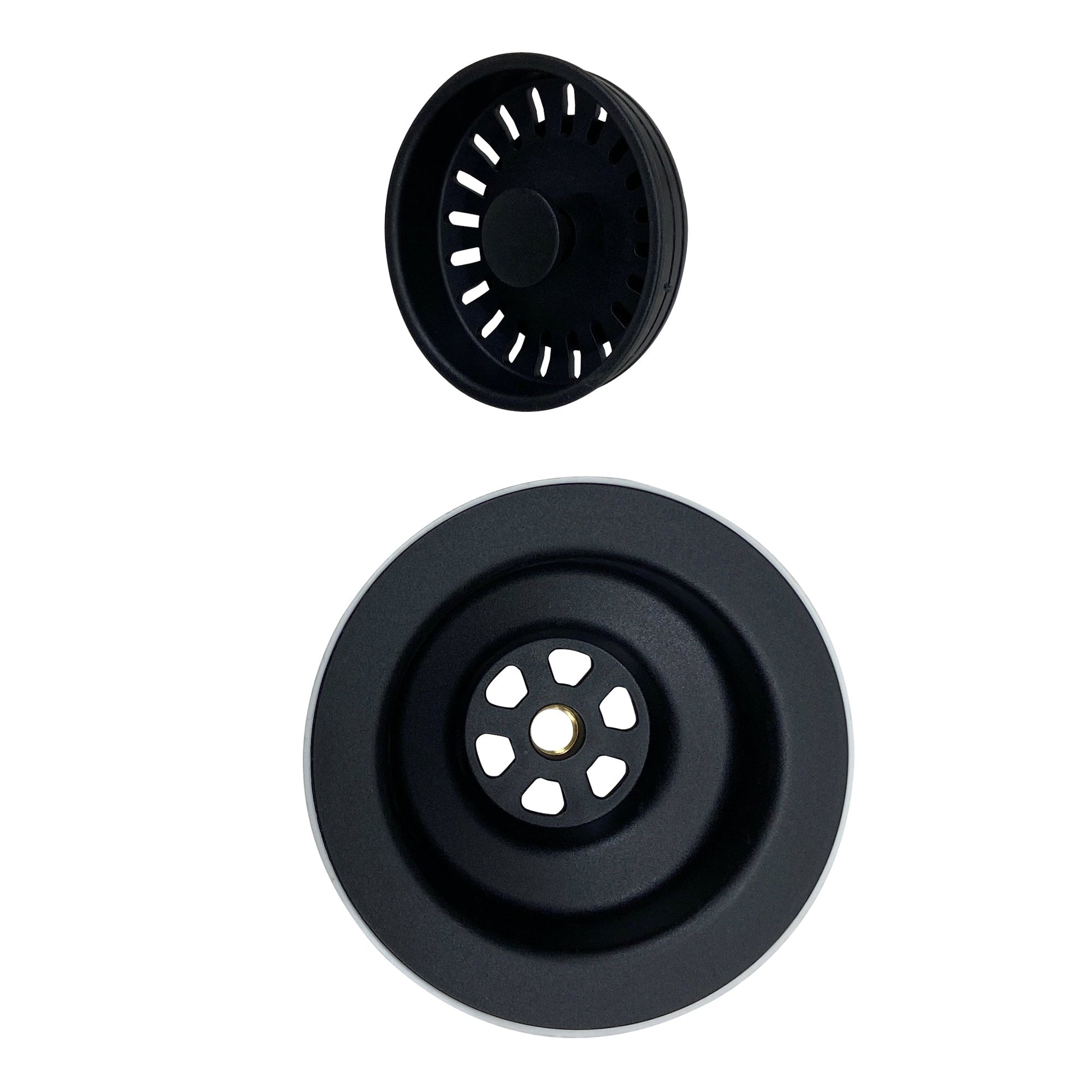 Nantucket Sinks Premium Kitchen 5" Matte Black Polymer and Plastic Basket Strainer Kitchen Drain For Granite Composite Sinks