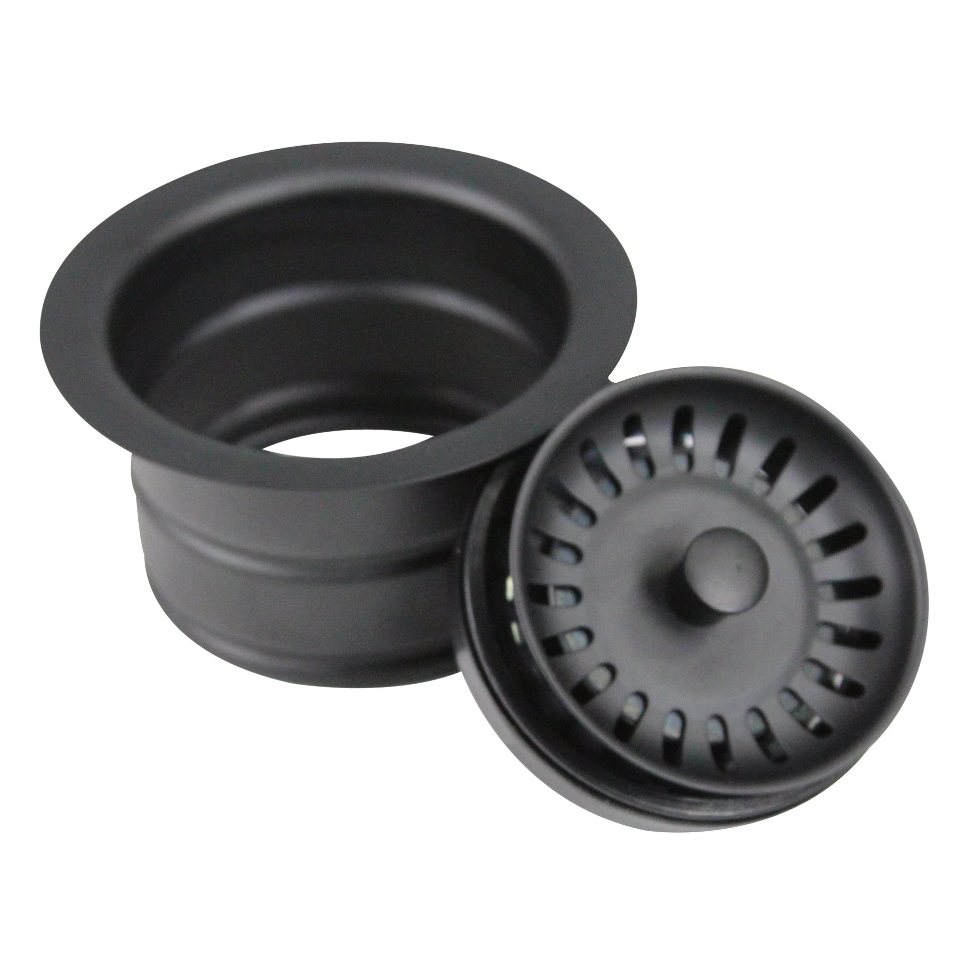 Nantucket Sinks Premium Kitchen 5" Matte Black Stainless Steel Extended Flange Disposal Kitchen Drain