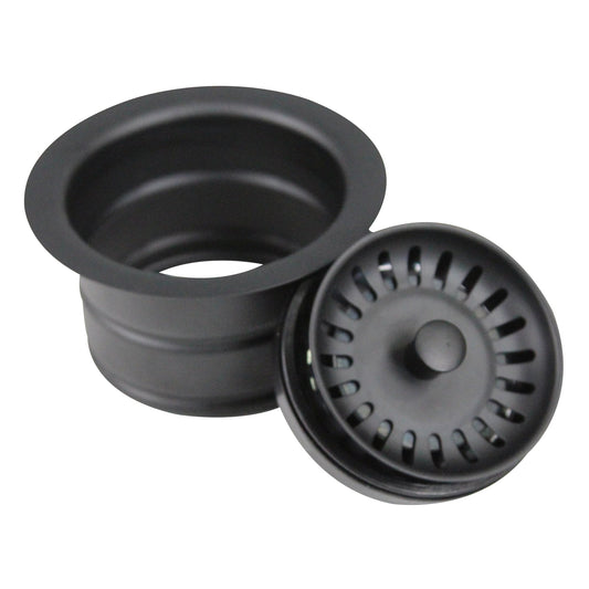 Nantucket Sinks Premium Kitchen 5" Matte Black Stainless Steel Extended Flange Disposal Kitchen Drain