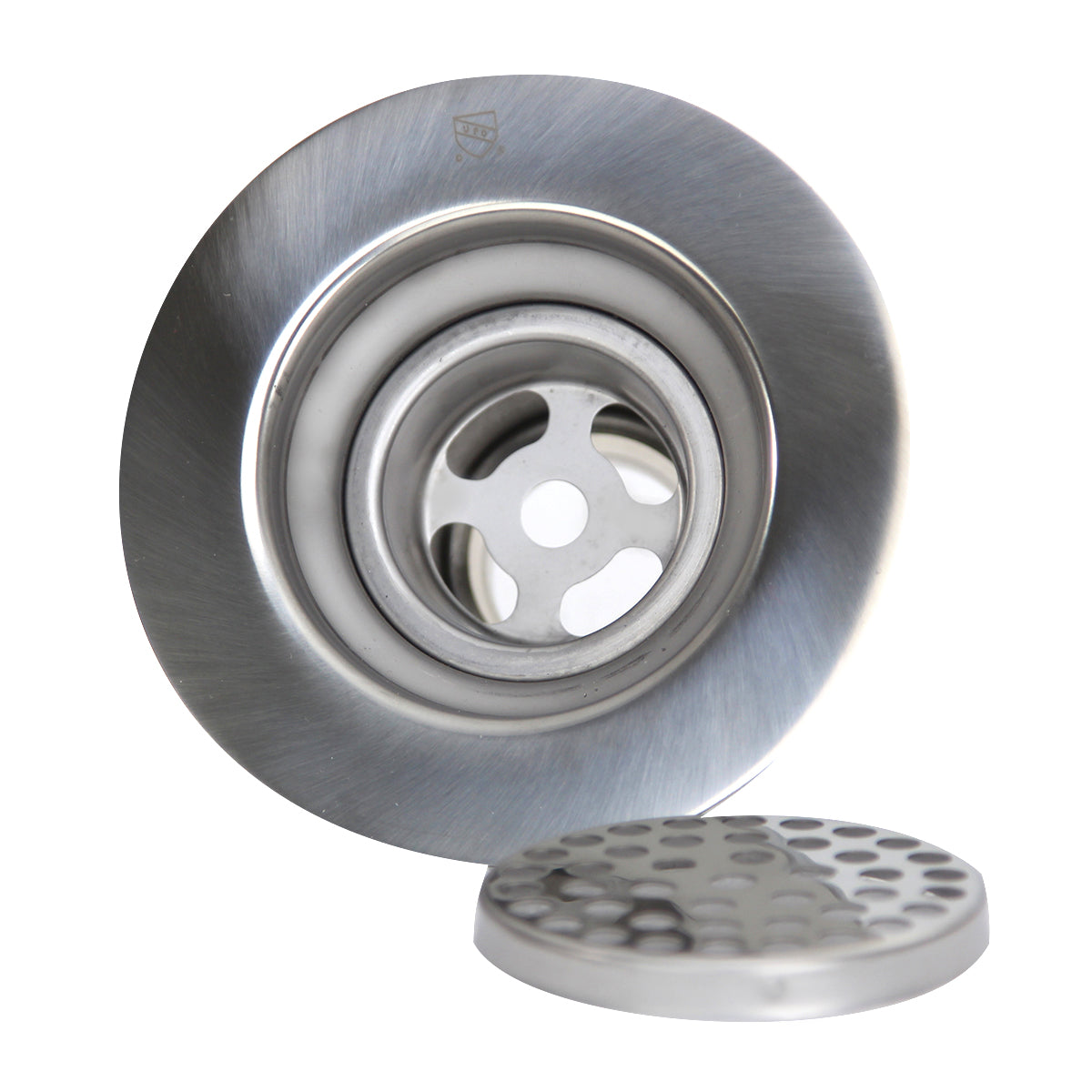 Nantucket Sinks Premium Kitchen 5" Polished, Brushed Silver Stainless Steel/Brass Utility Sink Grid Drain