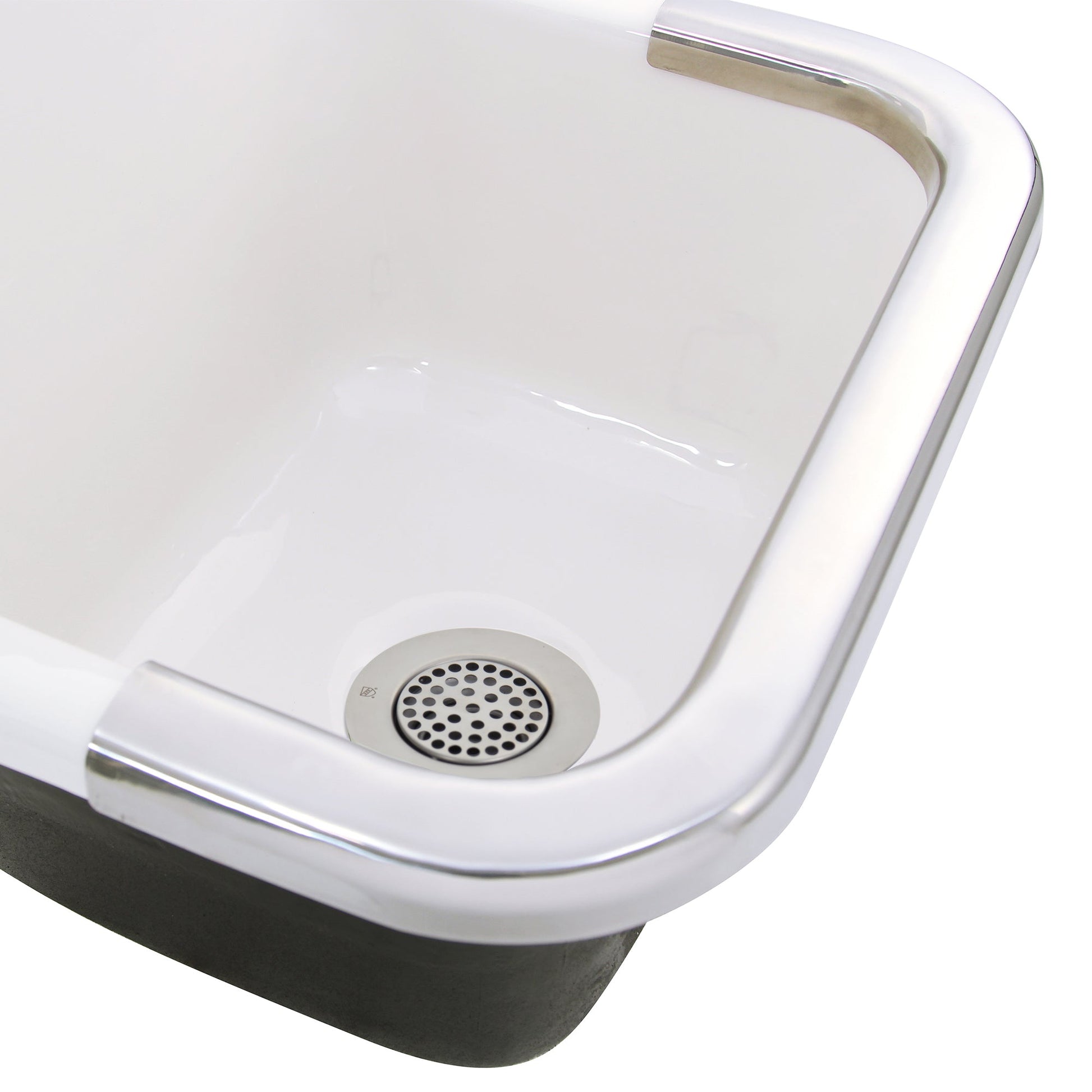 Nantucket Sinks Premium Kitchen 5" Polished, Brushed Silver Stainless Steel/Brass Utility Sink Grid Drain
