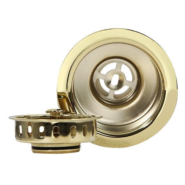 Nantucket Sinks Premium Kitchen 5" Polished Shiny Brass Kitchen Sink Drain