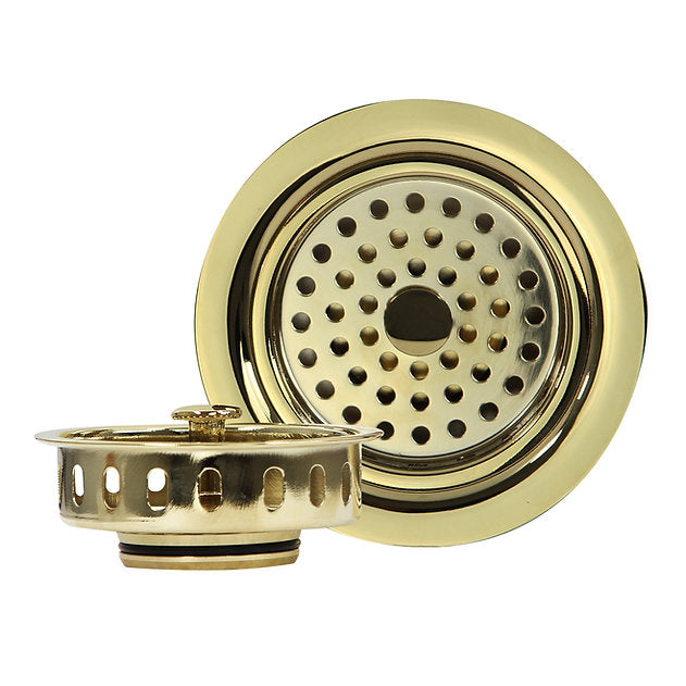 Nantucket Sinks Premium Kitchen 5" Polished Shiny Brass Kitchen Sink Drain