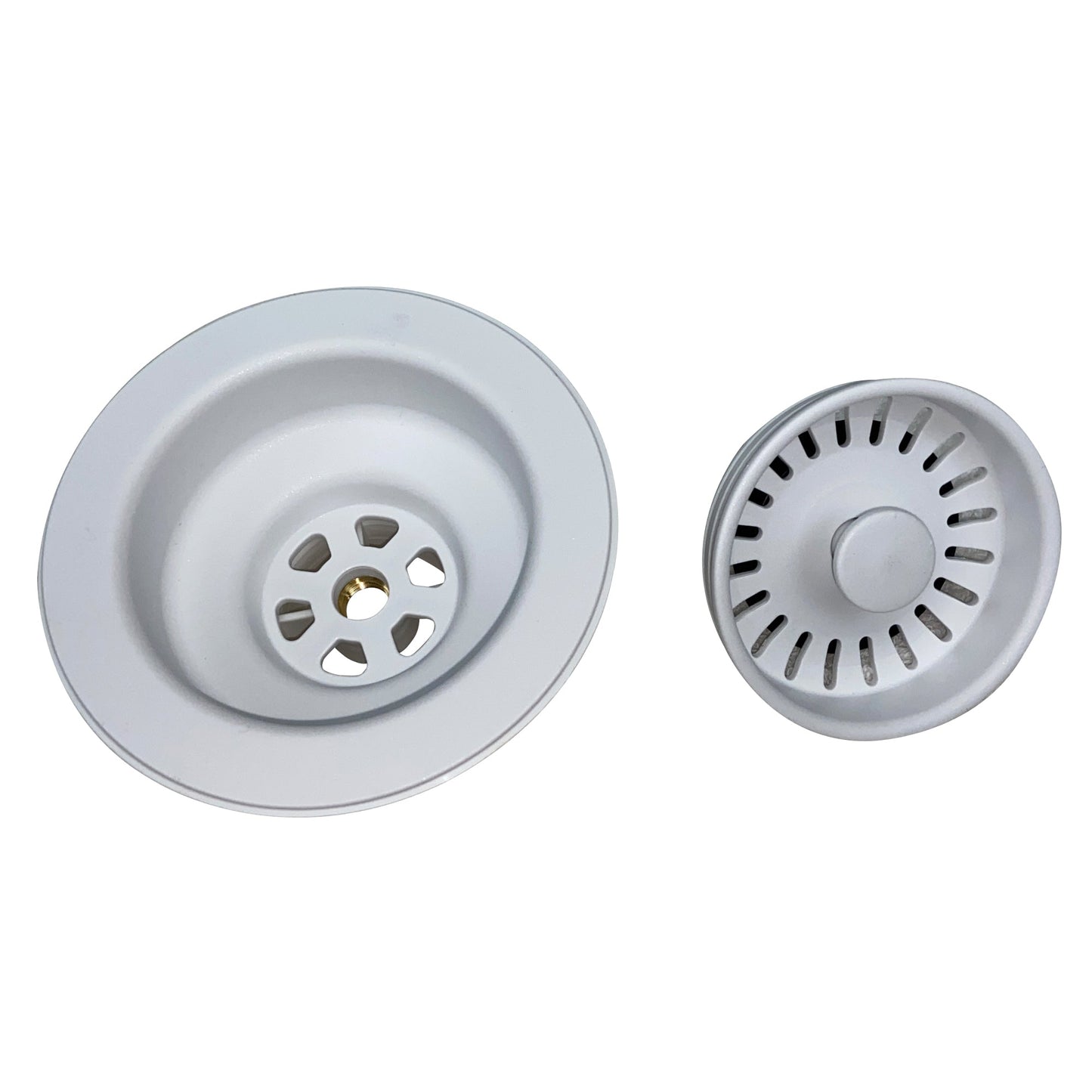 Nantucket Sinks Premium Kitchen 5" White Polymer and Plastic Basket Strainer Kitchen Drain For Granite Composite Sinks