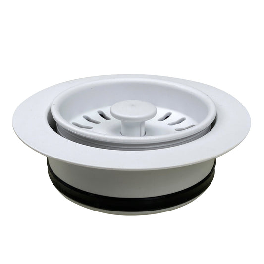 Nantucket Sinks Premium Kitchen 5" White Polymer and Plastic Disposal Trim For Granite Composite Sinks