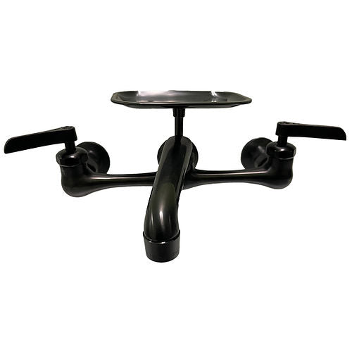 Nantucket Sinks Premium Kitchen 9" Wall-Mounted Black Brass Faucet With Soap Dish Black