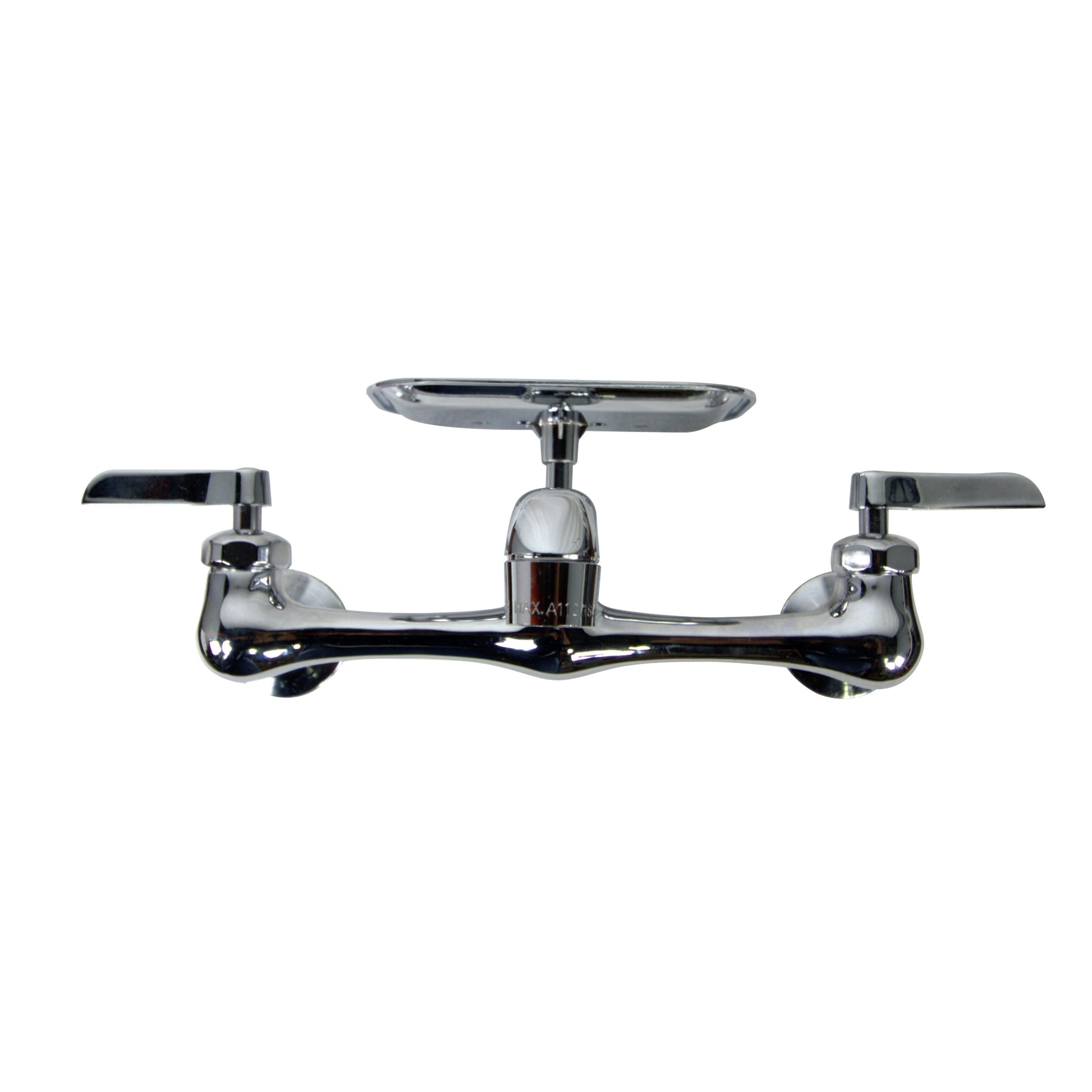 Nantucket Sinks Premium Kitchen 9" Wallmount Chrome Brass Sink Faucet With Soap Dish (2 Hole/8" Spread)