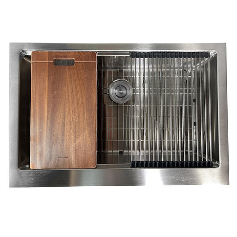 Nantucket Sinks Prepstation 33" Single Bowl Undermount Stainless Steel Brushed Satin Kitchen Sink