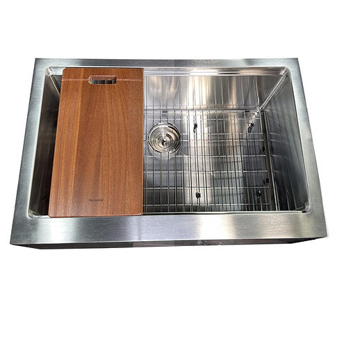 Nantucket Sinks Prepstation 33" Single Bowl Undermount Stainless Steel Brushed Satin Kitchen Sink