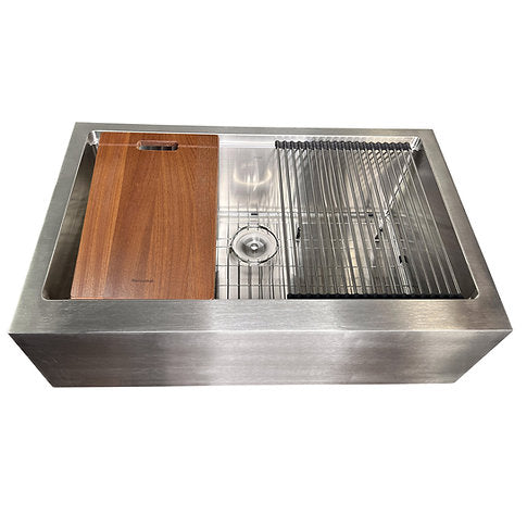 Nantucket Sinks Prepstation 33" Single Bowl Undermount Stainless Steel Brushed Satin Kitchen Sink