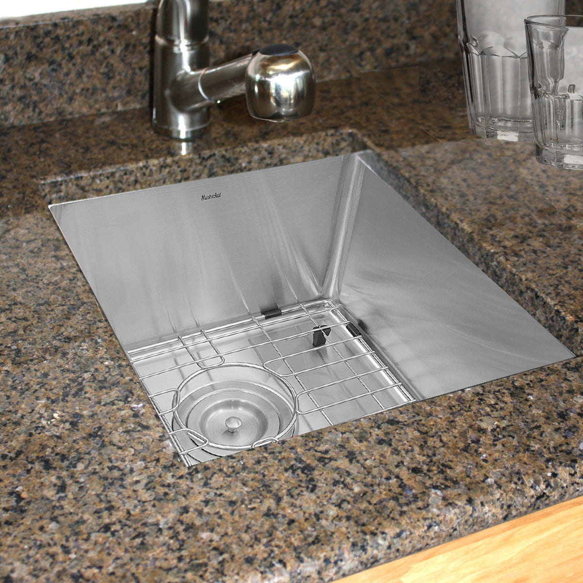 Nantucket Sinks Pro Series 15" Rectangle Undermount Brushed Satin 304 Stainless Steel Single Bowl Small Radius Bar/Prep Sink
