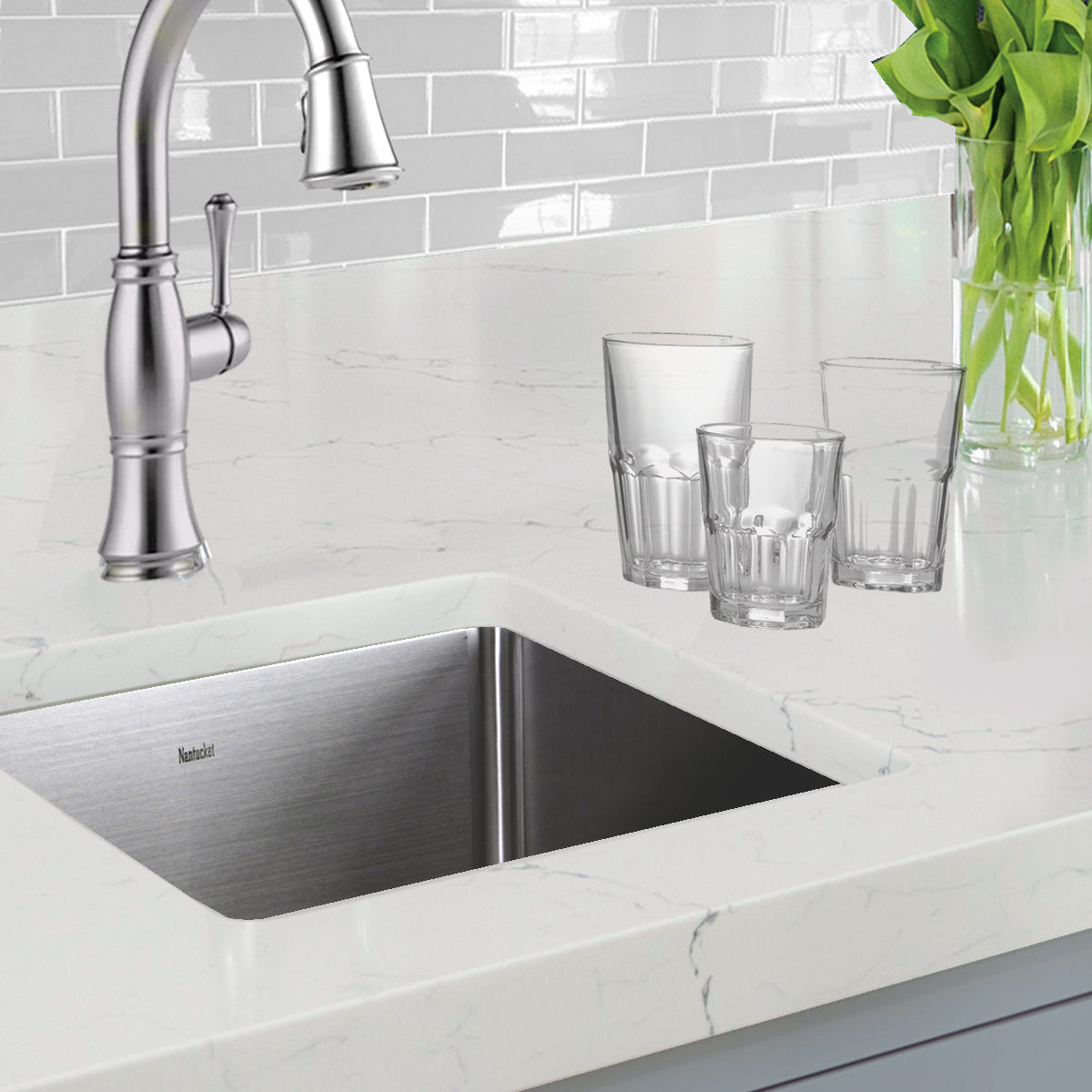 Nantucket Sinks Pro Series 15" Square Undermount Brushed Satin 304 Stainless Steel Single Bowl Small Radius Bar/Prep Sink