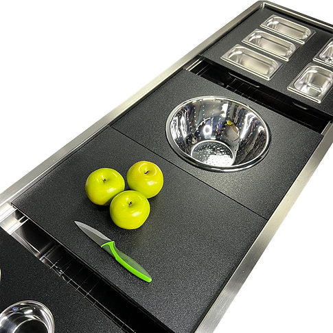 Nantucket Sinks Pro Series 18" Prep Station Black HDPE With Stainless Bins Colander and Bowl Server
