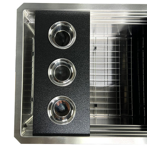 Nantucket Sinks Pro Series 18" Prep Station Black HDPE With Stainless Bins Condiment Server