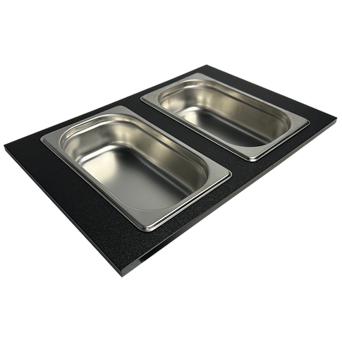 Nantucket Sinks Pro Series 18" Prep Station Black HDPE With Stainless Bins Set of 2 Rectangular Condiment Servers