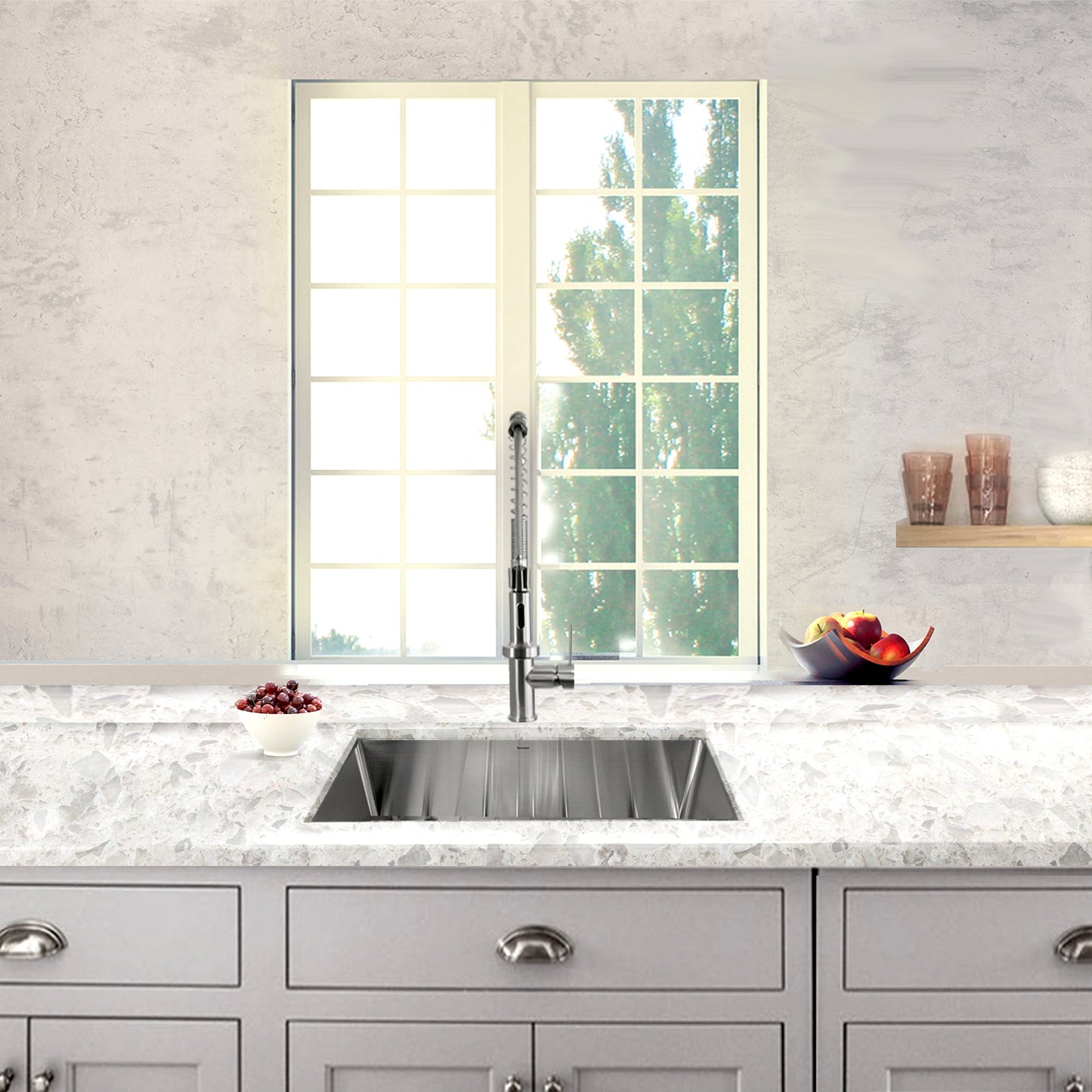 Nantucket Sinks Pro Series 23" Rectangle Undermount Brushed Satin Silver 304 Stainless Steel Single Bowl Small Radius Corners Kitchen Sink