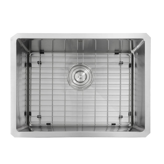 Nantucket Sinks Pro Series 23" Rectangle Undermount Brushed Satin Silver 304 Stainless Steel Single Bowl Small Radius Corners Kitchen Sink