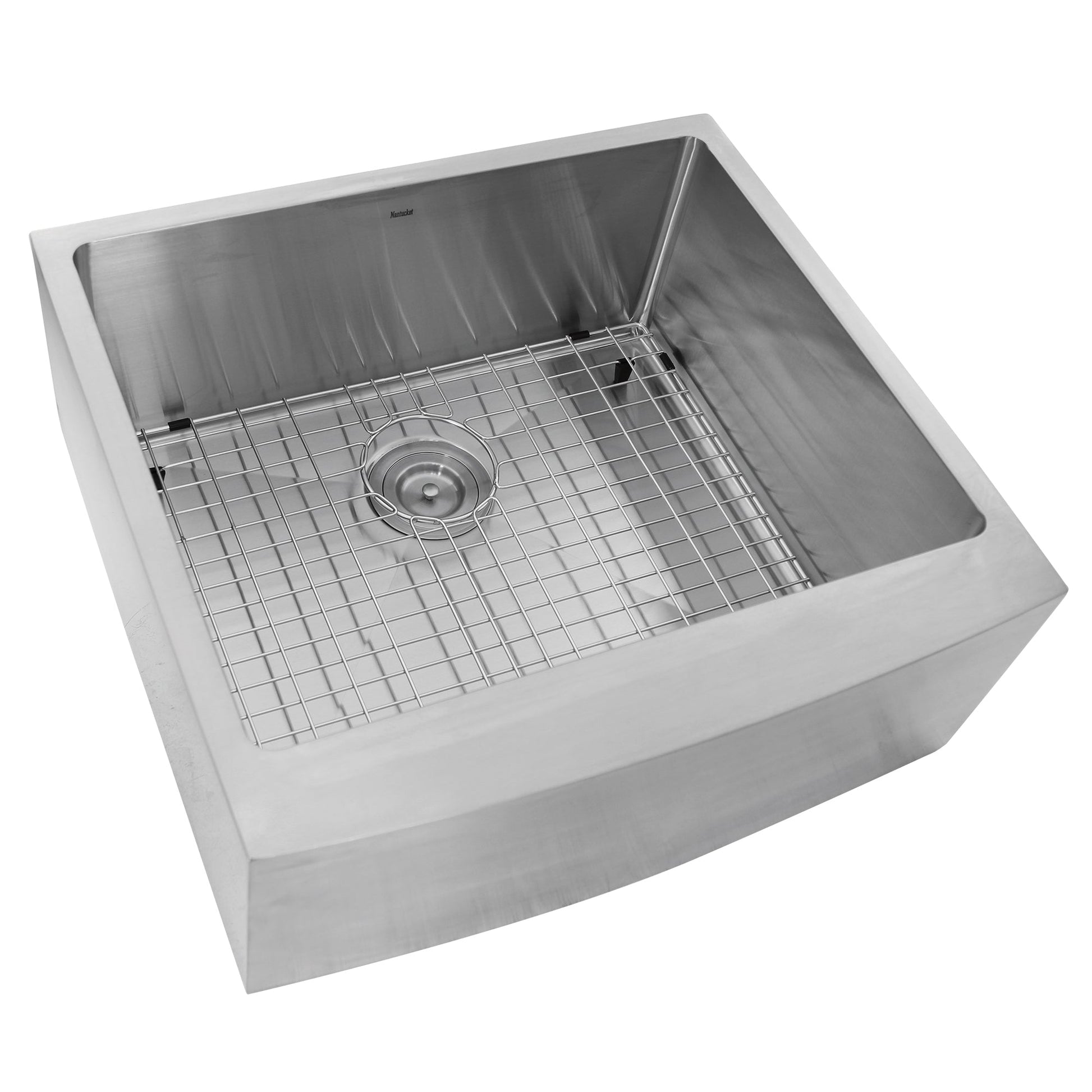 Nantucket Sinks Pro Series 24" Rectangle Undermount Brushed Satin Silver 304 Stainless Steel Single Bowl Farmhouse Apron Kitchen Sink