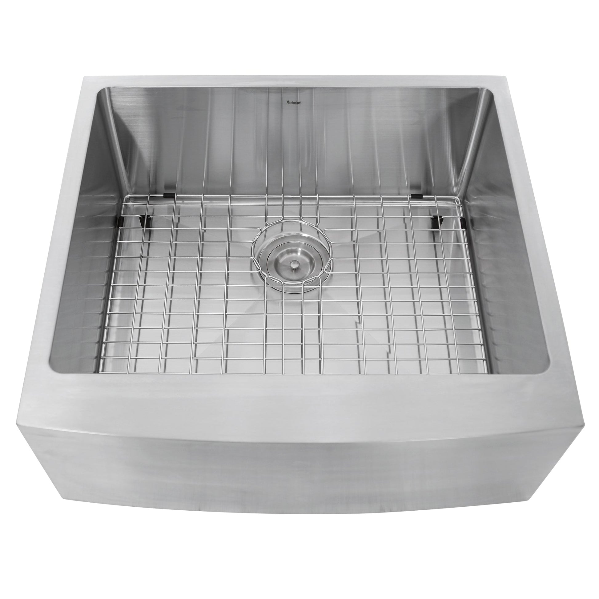 Nantucket Sinks Pro Series 24" Rectangle Undermount Brushed Satin Silver 304 Stainless Steel Single Bowl Farmhouse Apron Kitchen Sink