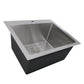 Nantucket Sinks Pro Series 25" Rectangle Topmount Brushed Satin 304 Stainless Steel Single Bowl Small Radius Laundry Sink