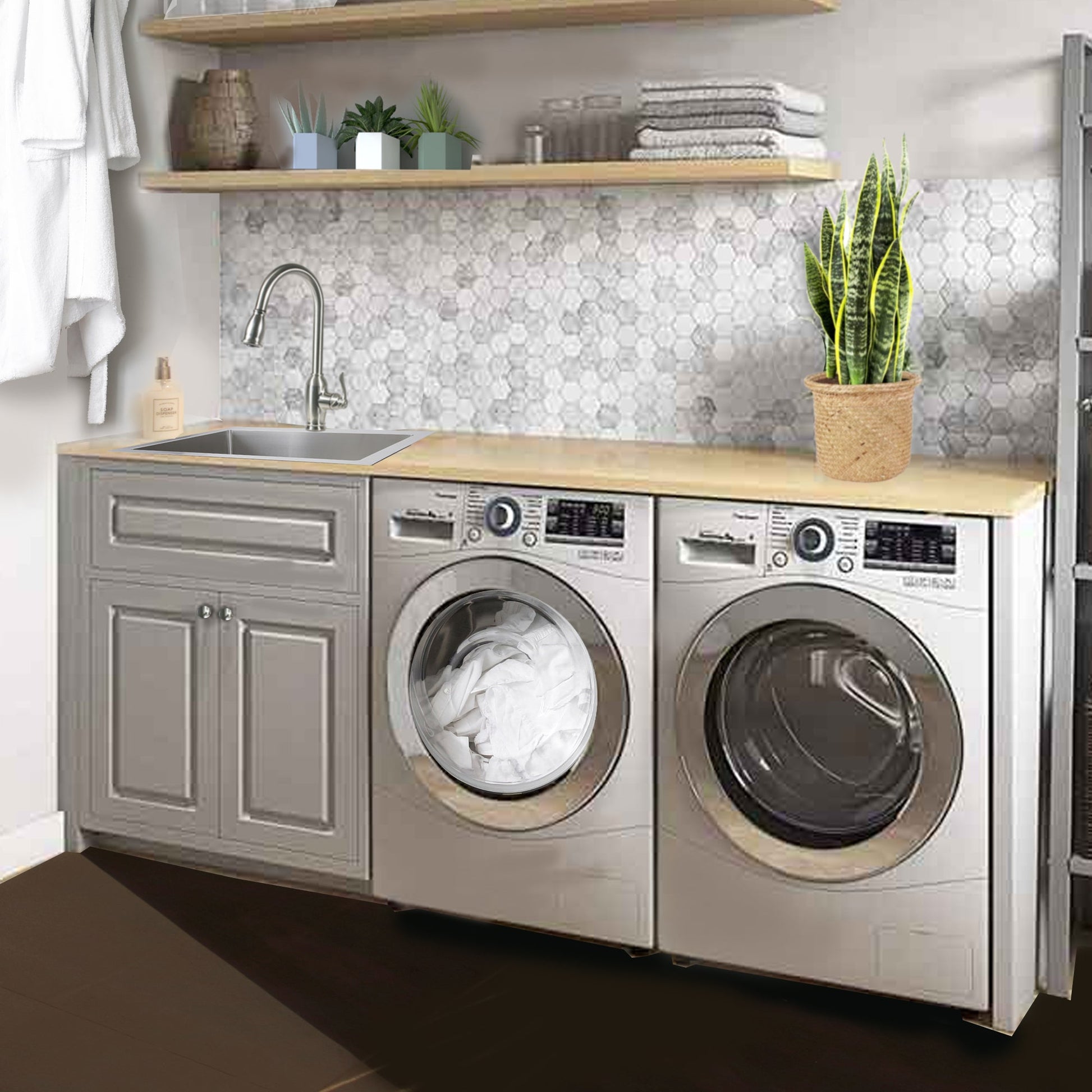 Nantucket Sinks Pro Series 25" Rectangle Topmount Brushed Satin 304 Stainless Steel Single Bowl Small Radius Laundry Sink