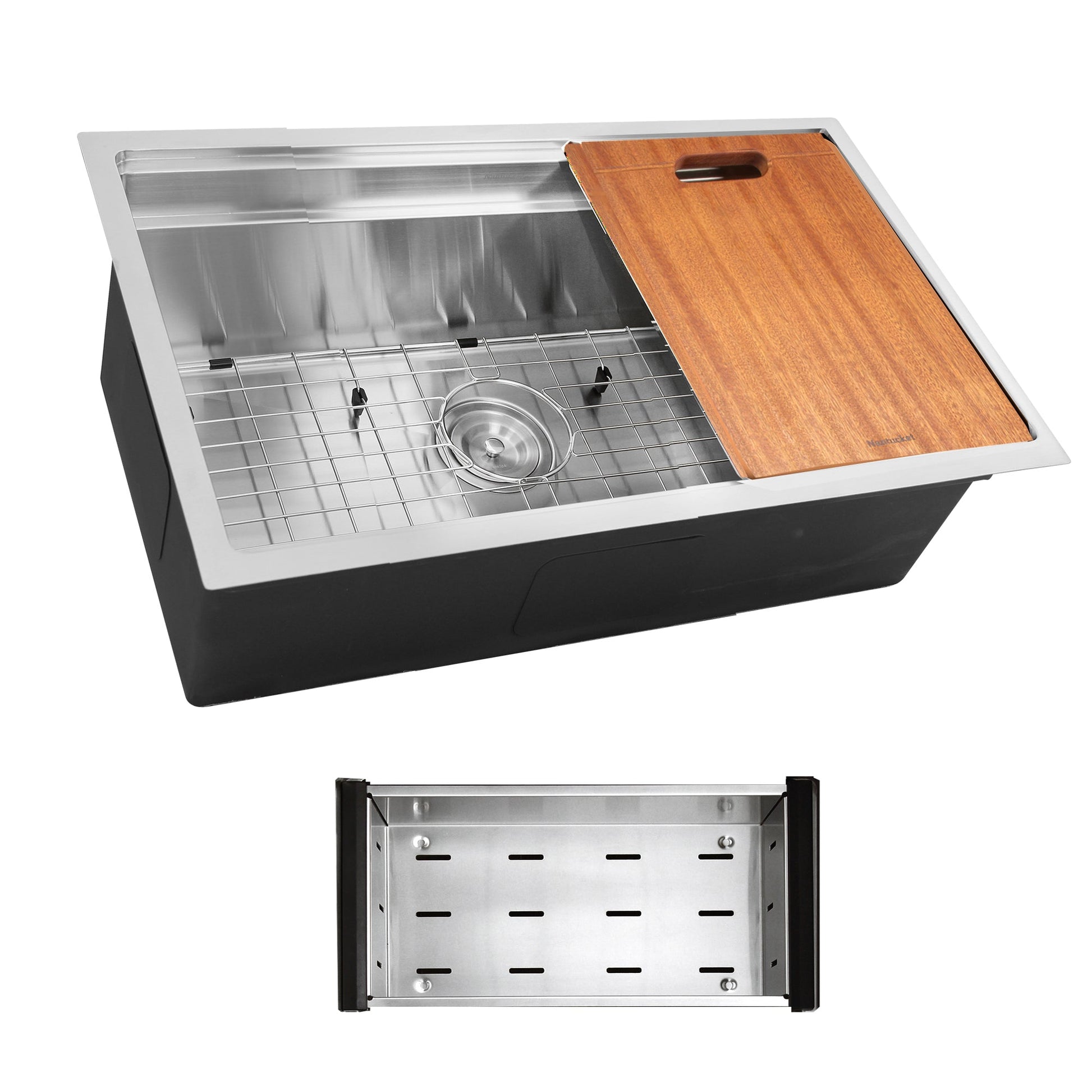 Nantucket Sinks Pro Series 28" Rectangle Undermount Brushed Satin 304 Stainless Steel Single Bowl Kitchen Sink