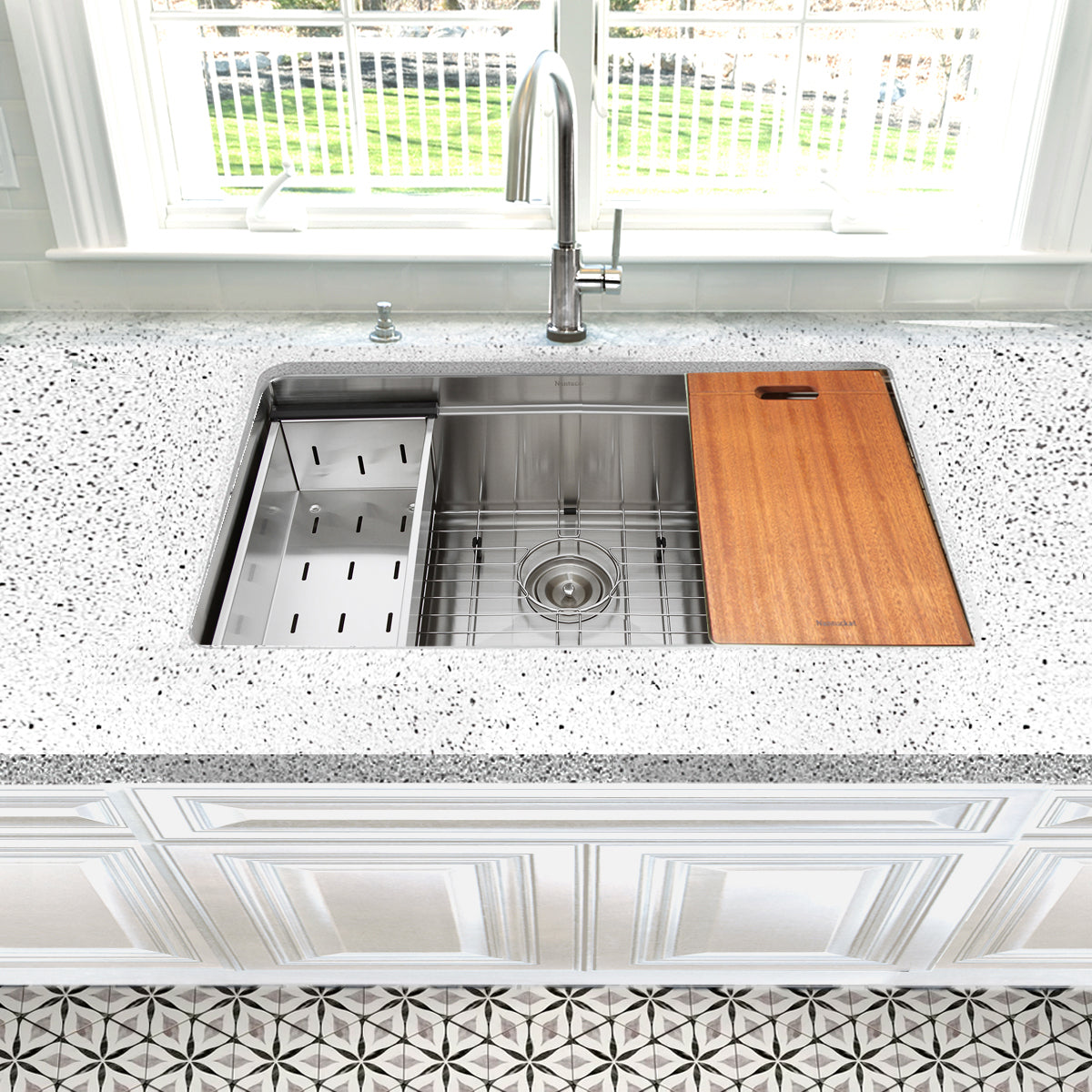 Nantucket Sinks Pro Series 28" Rectangle Undermount Brushed Satin 304 Stainless Steel Single Bowl Kitchen Sink