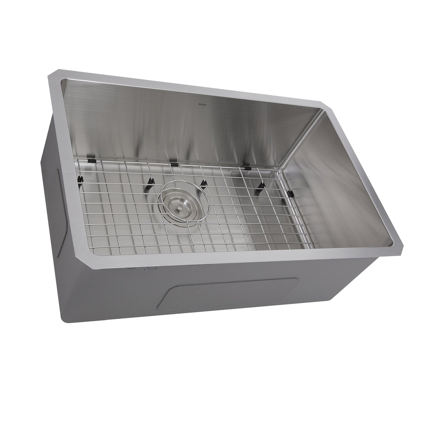 Nantucket Sinks Pro Series 28" Rectangle Undermount Brushed Satin Silver 304 Stainless Steel Single Bowl Small Radius Corners Kitchen Sink