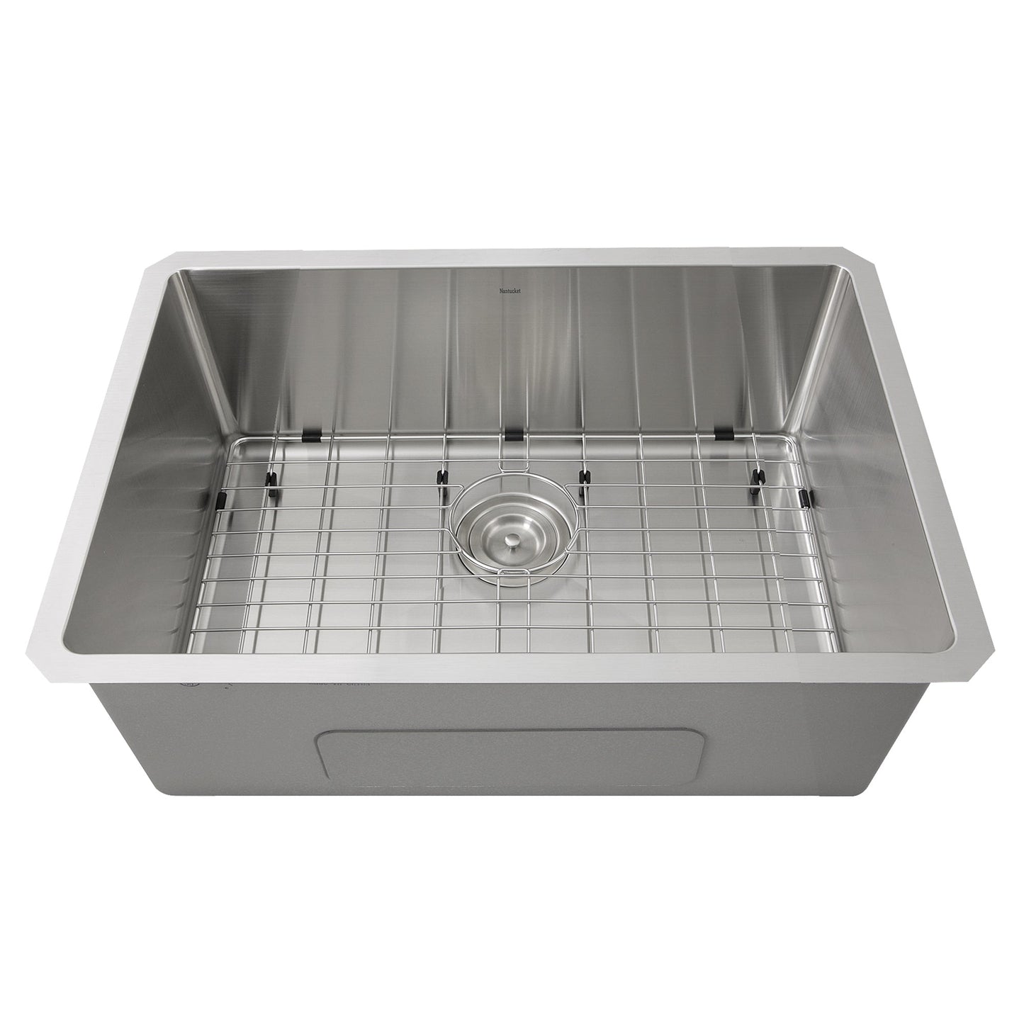 Nantucket Sinks Pro Series 28" Rectangle Undermount Brushed Satin Silver 304 Stainless Steel Single Bowl Small Radius Corners Kitchen Sink